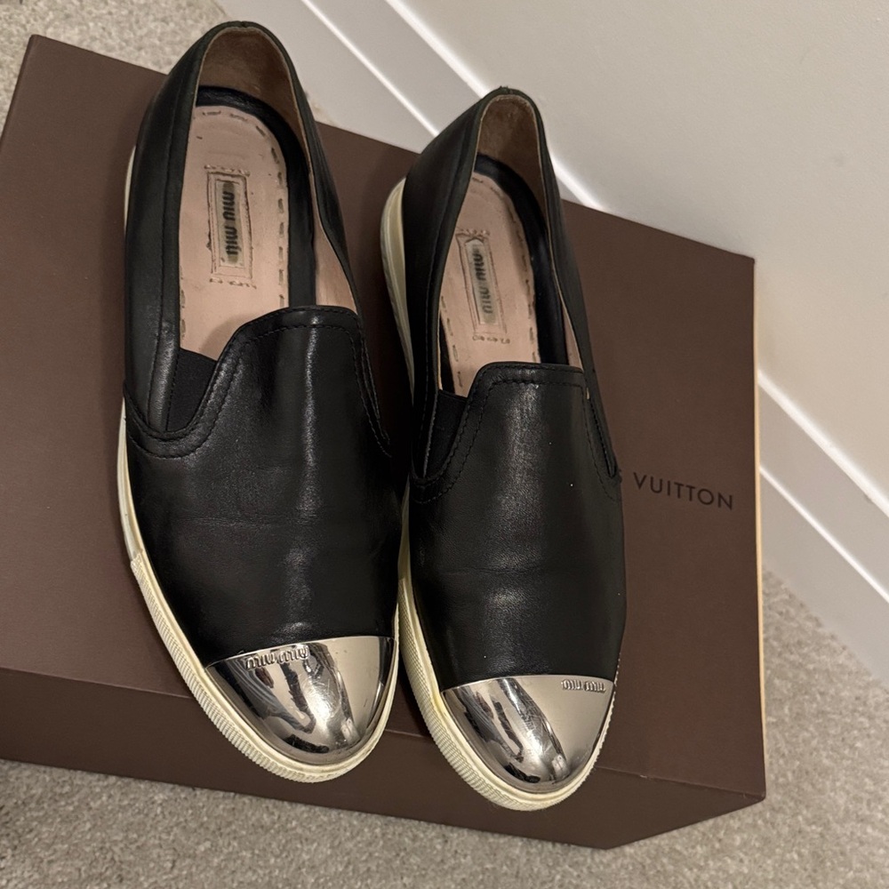 Black and Silver Women's Slip-On Shoes